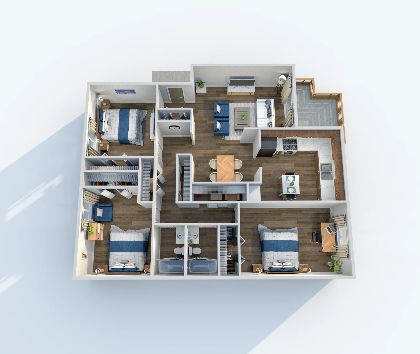 San Remo — floor plan, Plan C3 · 3 bed · 2 baths · 1,408 sq ft